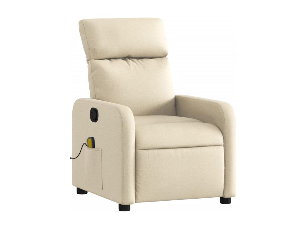 Sillón de masaje reclinable de tela crema