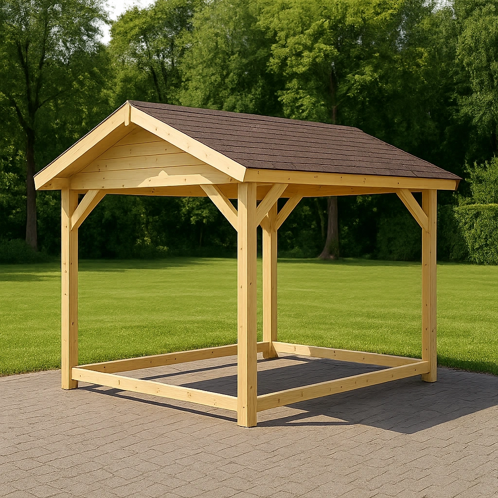 Pérgola jardín estructura abierta color madera natural uso exterior 300×250×270 cm - jAjHwrf520mO