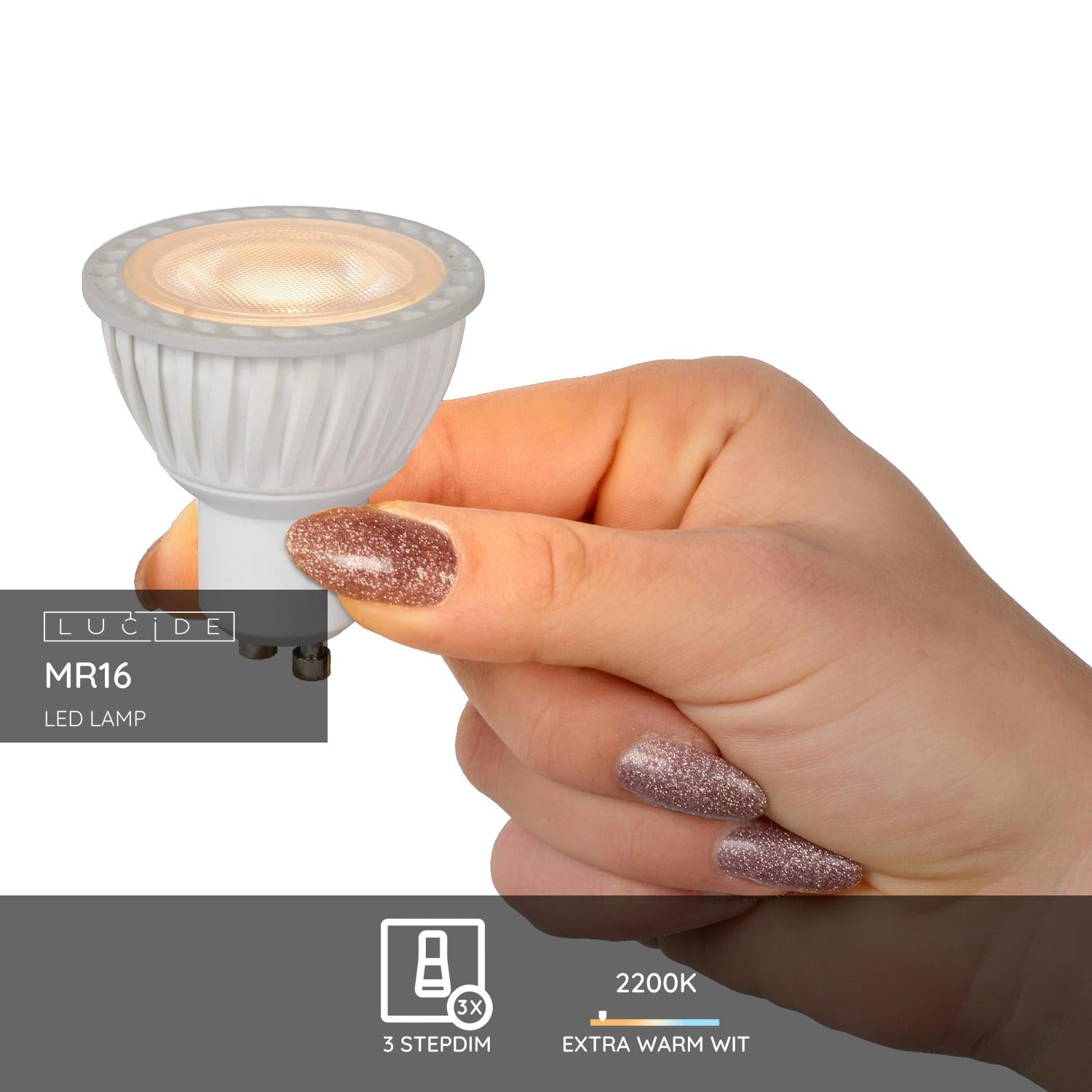 MR16 LED lichtbron GU10 5W dim to warm wit 3-step