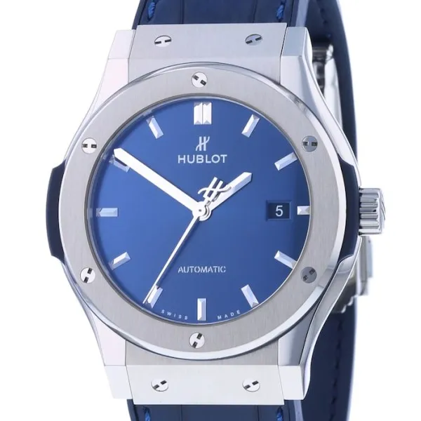 Hublot Classic Fusion Men Automatic Blue Leather Watch 542.NX.7170.LR