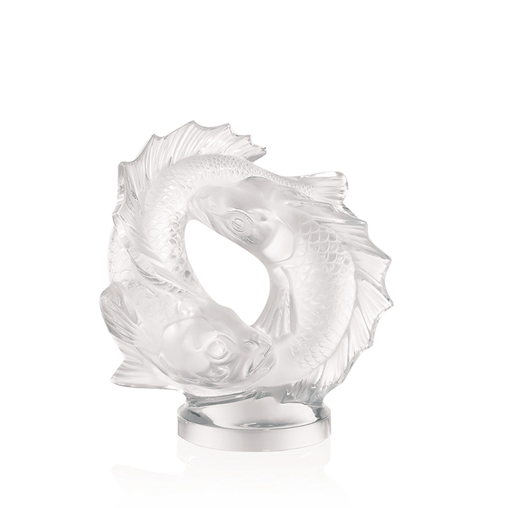 SCULPTURE 2 POISSONS - CRISTAL INCOLORE