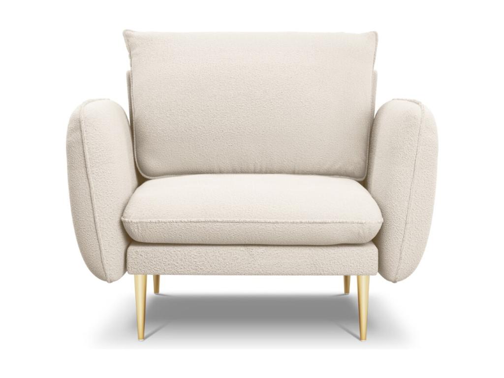 Sillón Confortzx de tejido bouclé beige - 97x94x95cm