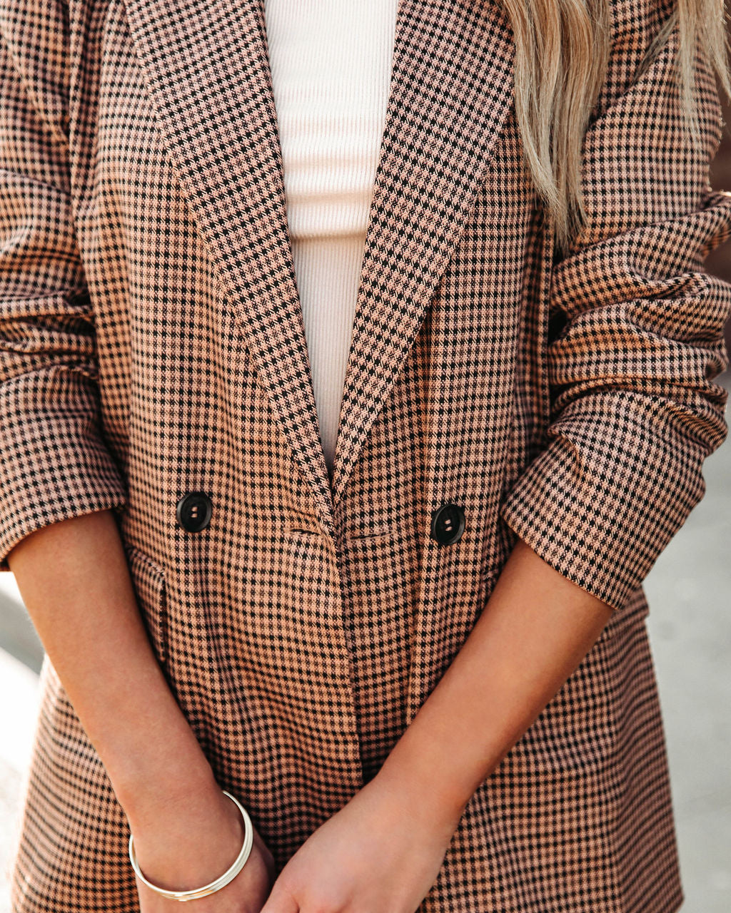 Get It Right Plaid Pocketed Blazer - Se7enfashion