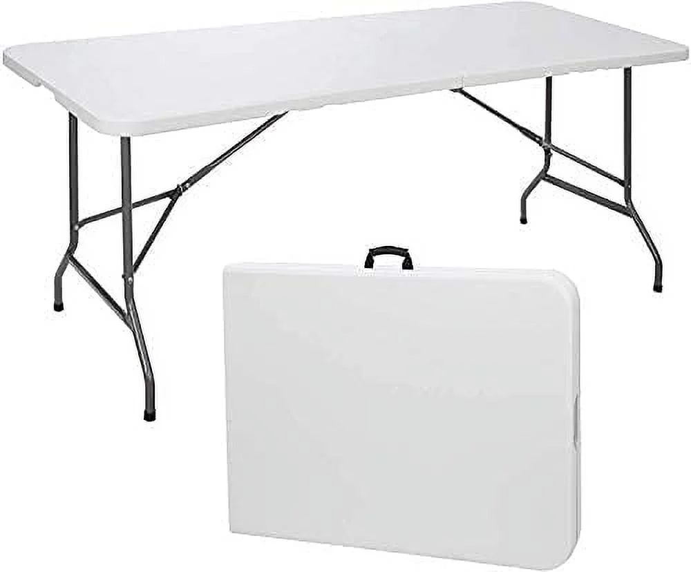 Amazing for less 8ft Folding Table White Plastic Portable Long Foldable Tables Indoor Outdoor Party Picnic Camping Fold Table 8 Foot (4ft, 6ft, 8ft) - Image 5