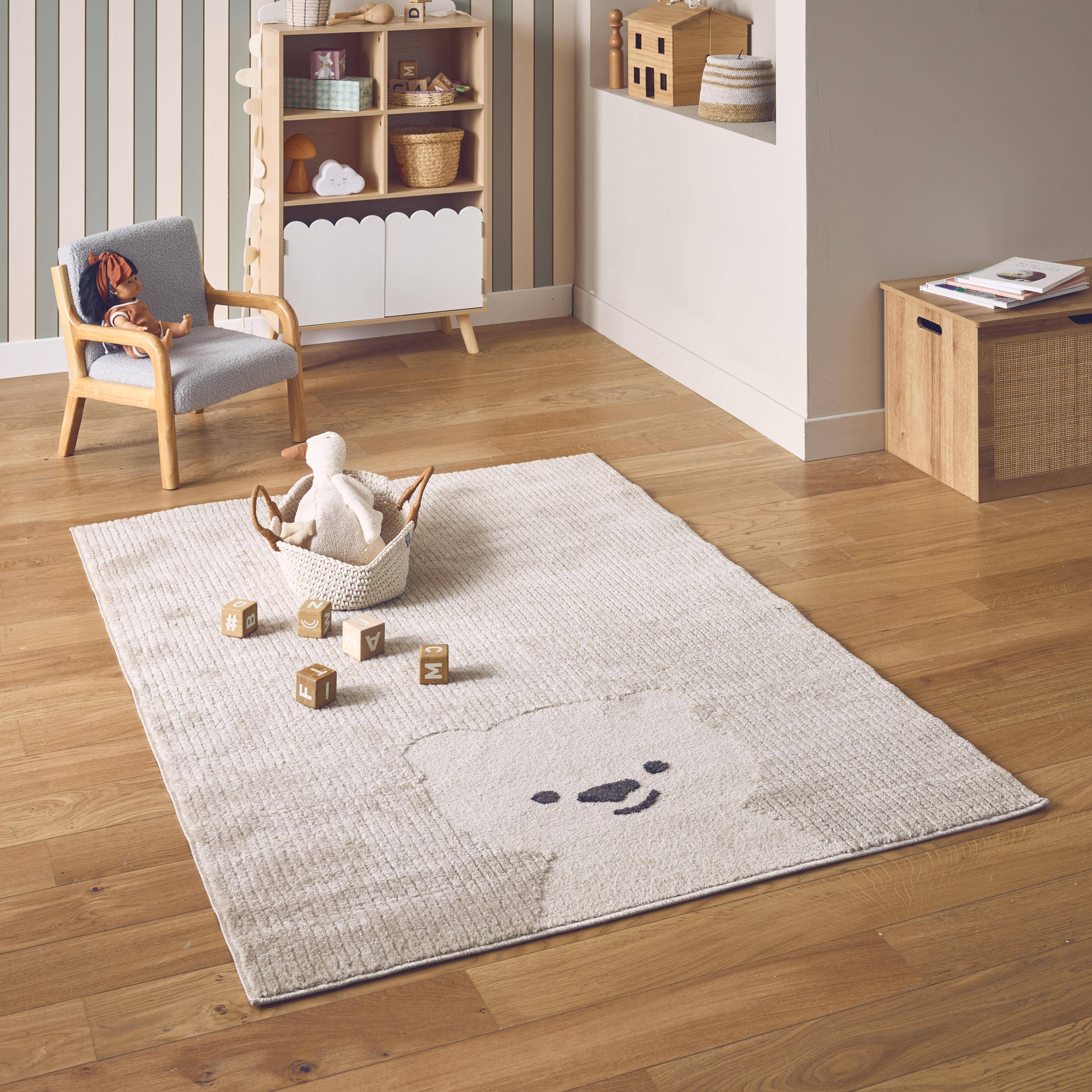 Elliot - Alfombra infantil de osito en beige / crema