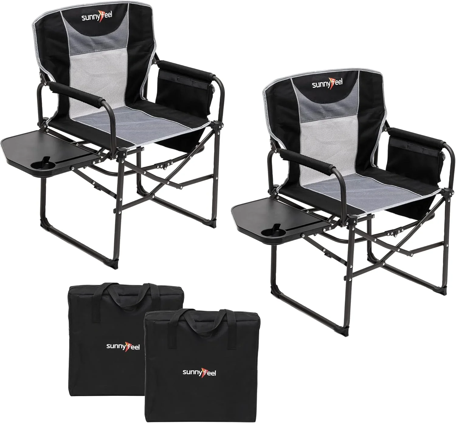 Folding Camping Chairs With Side Tables And Storage Bags - 2 Pcs - Image 6 Folding Camping Chairs With Side Tables And Storage Bags - 2 Pcs - Image 6