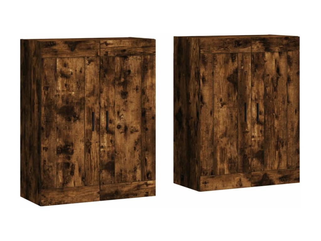 Armarios de pared 2 uds madera de ingeniería roble ahumado