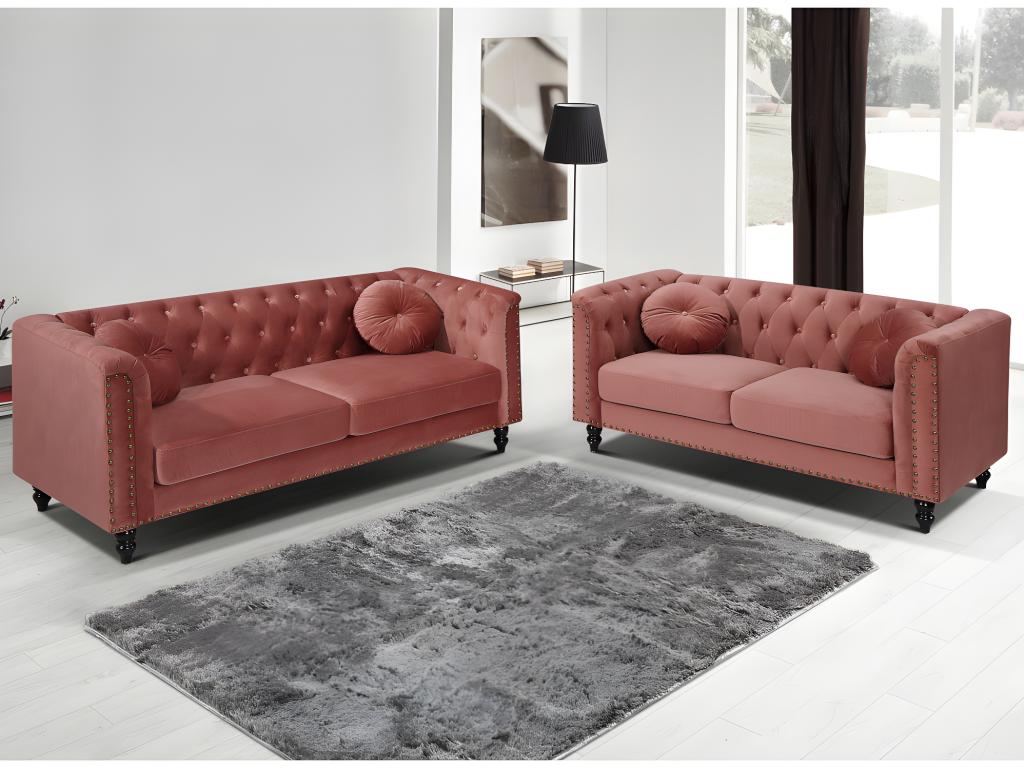 Sofá de 3+2 plazas de terciopelo TURNER - Rojo viejo
