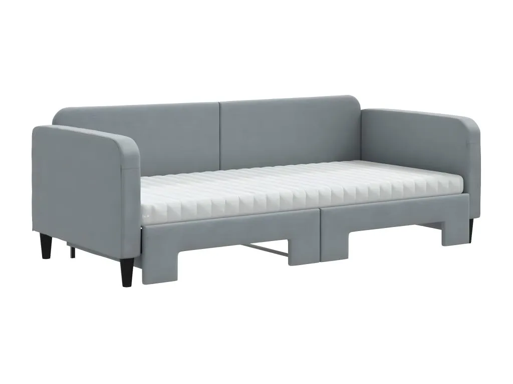Sofá cama Decocasaes con colchón tela gris claro 90x200 cm 75564acla