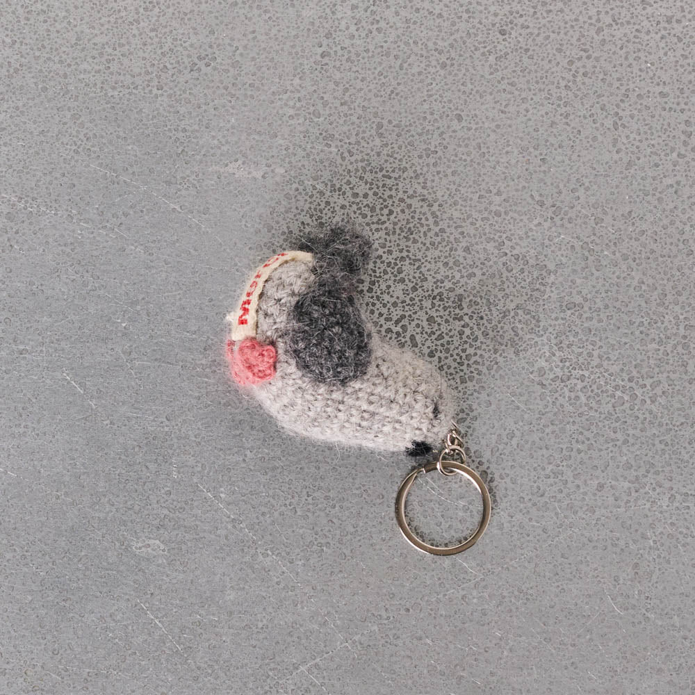 Porte clé Merci en tricot - Pigeon