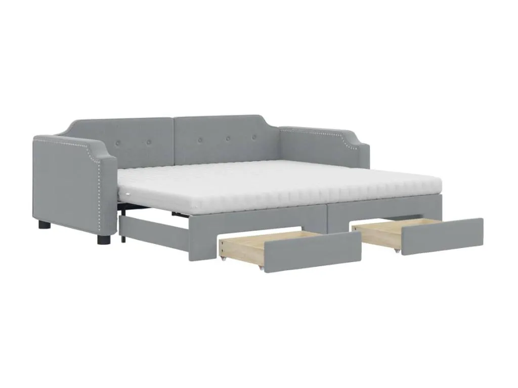 Sofá cama Mobtrendy y cajones gris claro tela 100x200 cm htxo30279