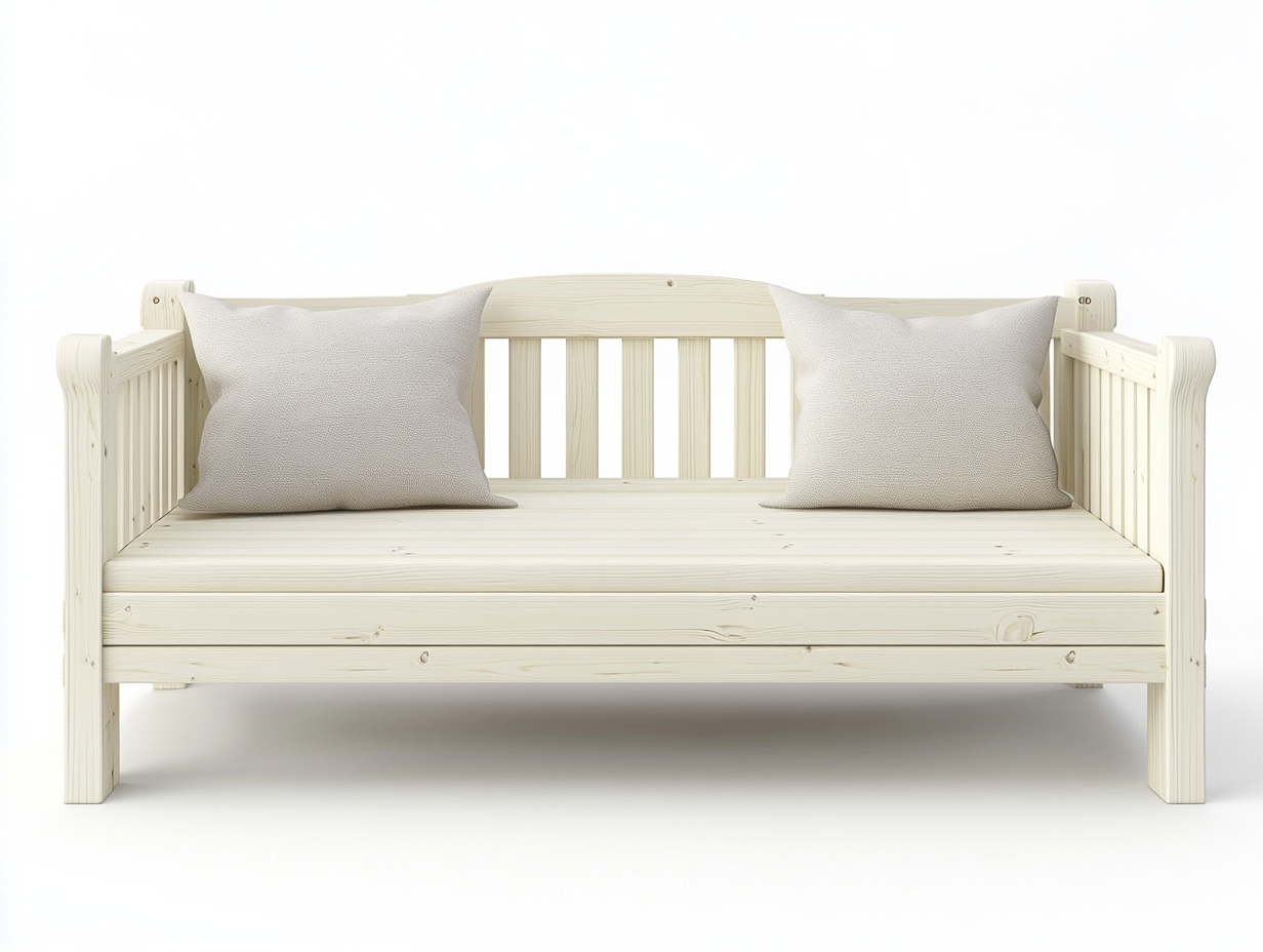 Sofá cama de madera maciza estilo moderno en - blanco para sala de estar 200x90 cm