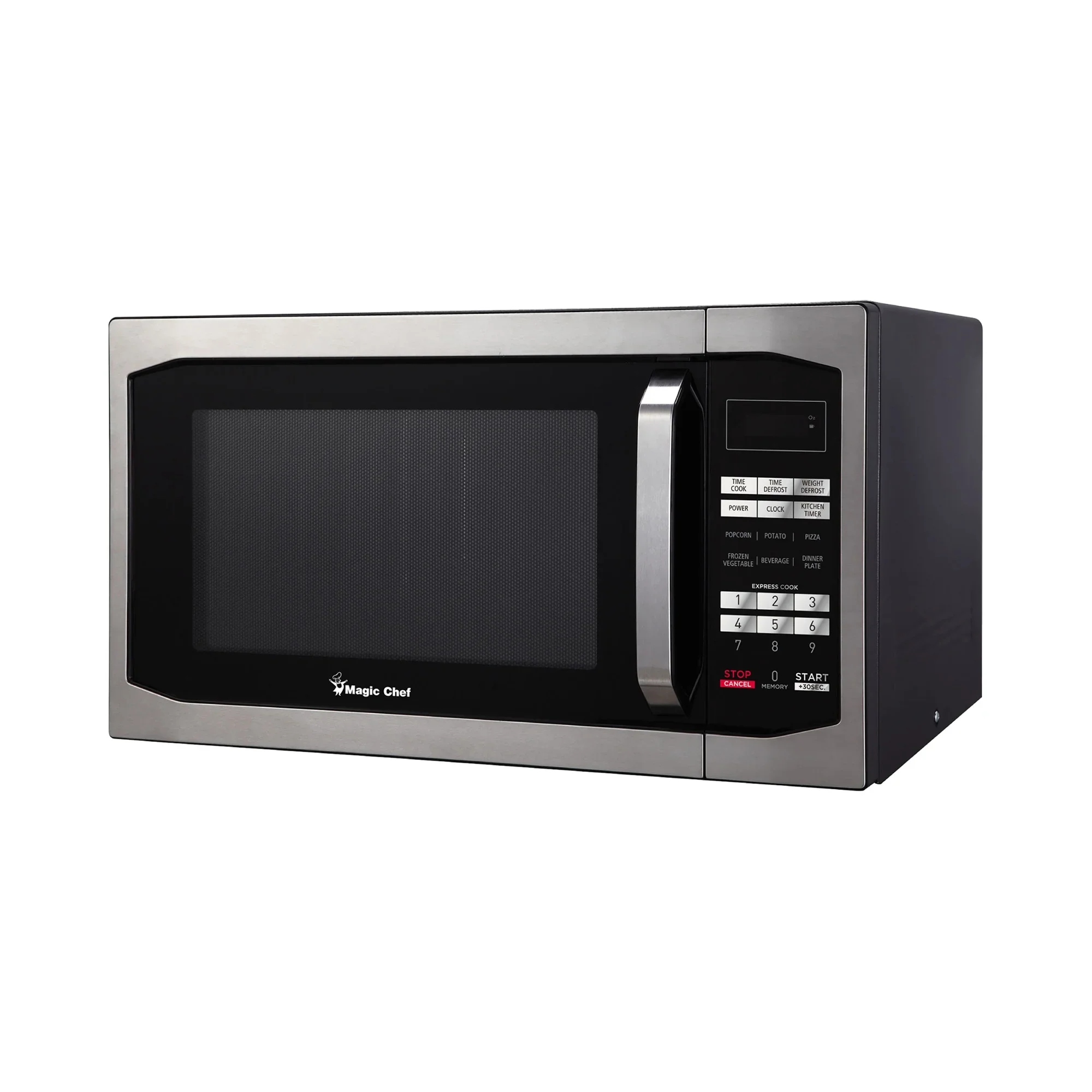 Magic Chef 1.6 Cu. ft. 1100W Countertop Microwave Oven with Push-Button Door in Black, New