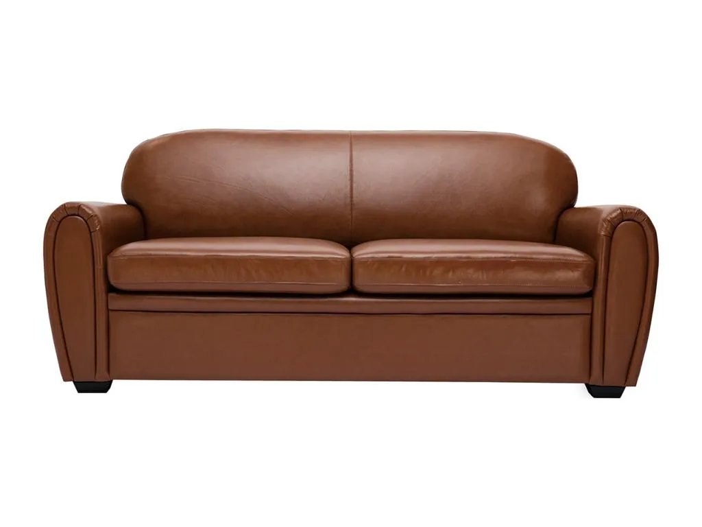 Sofá cama 3 plazas de piel marrón Boverdeco
