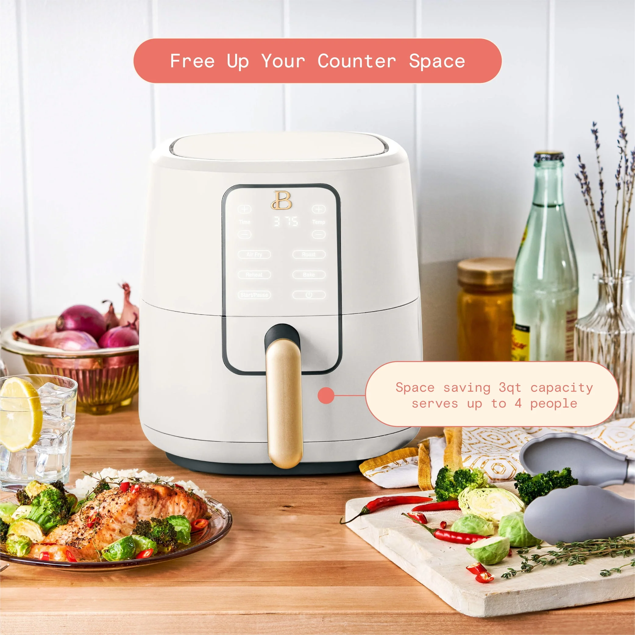 Beautiful 3 Qt Air Fryer with TurboCrisp Technology, White Icing by Drew Barrymore - Image 4