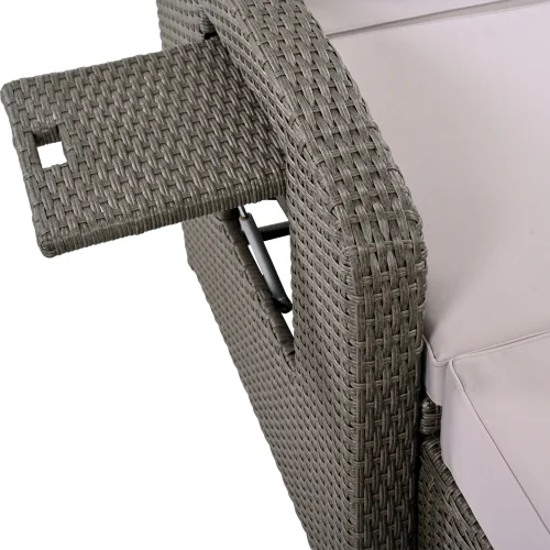 Harper & Bright Designs Rattan Outdoor Double Lounge Chaise 2-Person PE Wicker Outdoor Patio Sunbed with Canopy Cover for Backyard Garden Balcony, Beige+Black - Image 98