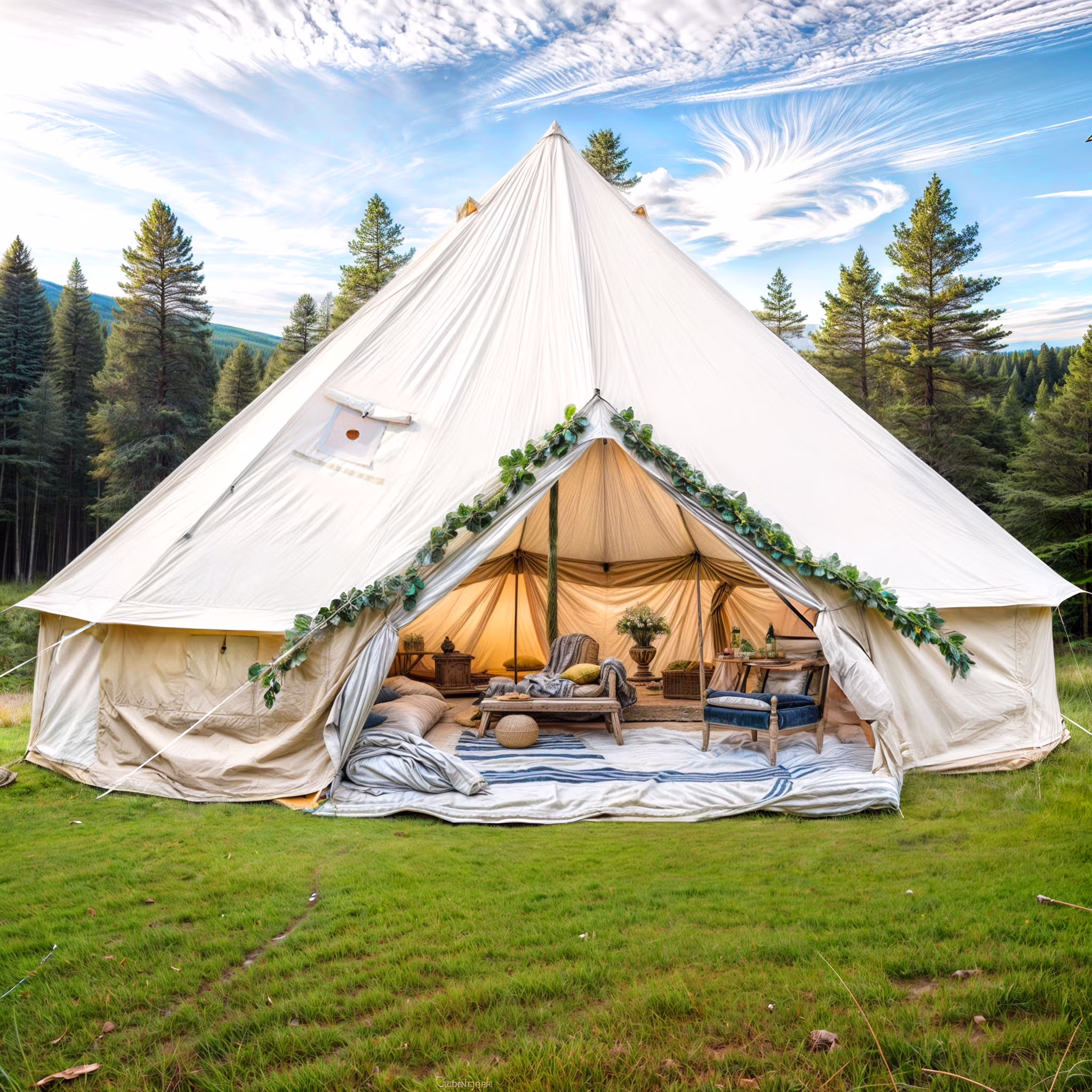 Dextrus Camping Tent with Stove Jacks & Windows for Outdoor Family Party, Camping, Picnic, Barbecue - Image 5