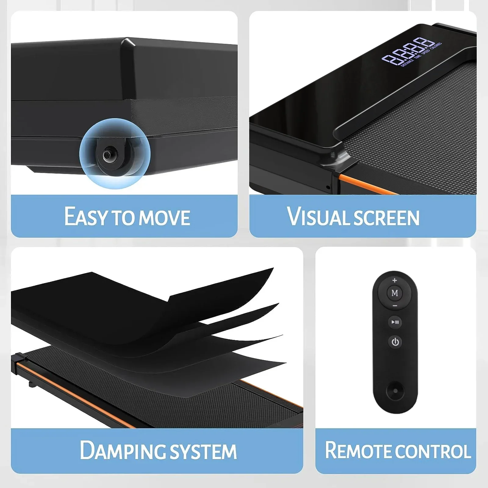 CoolHut 2-In-1 Portable Folding Under-Desk Walking Pad Treadmill, 2.5 HP, 3.8 MPH, Black - Image 5 CoolHut 2-In-1 Portable Folding Under-Desk Walking Pad Treadmill, 2.5 HP, 3.8 MPH, Black - Image 5