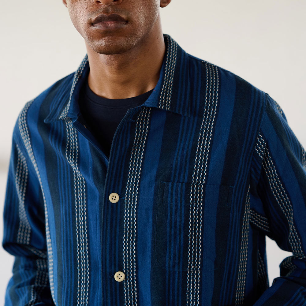 Original Madras Trading Co - Chemise N106 Stout Shirt - Bleu