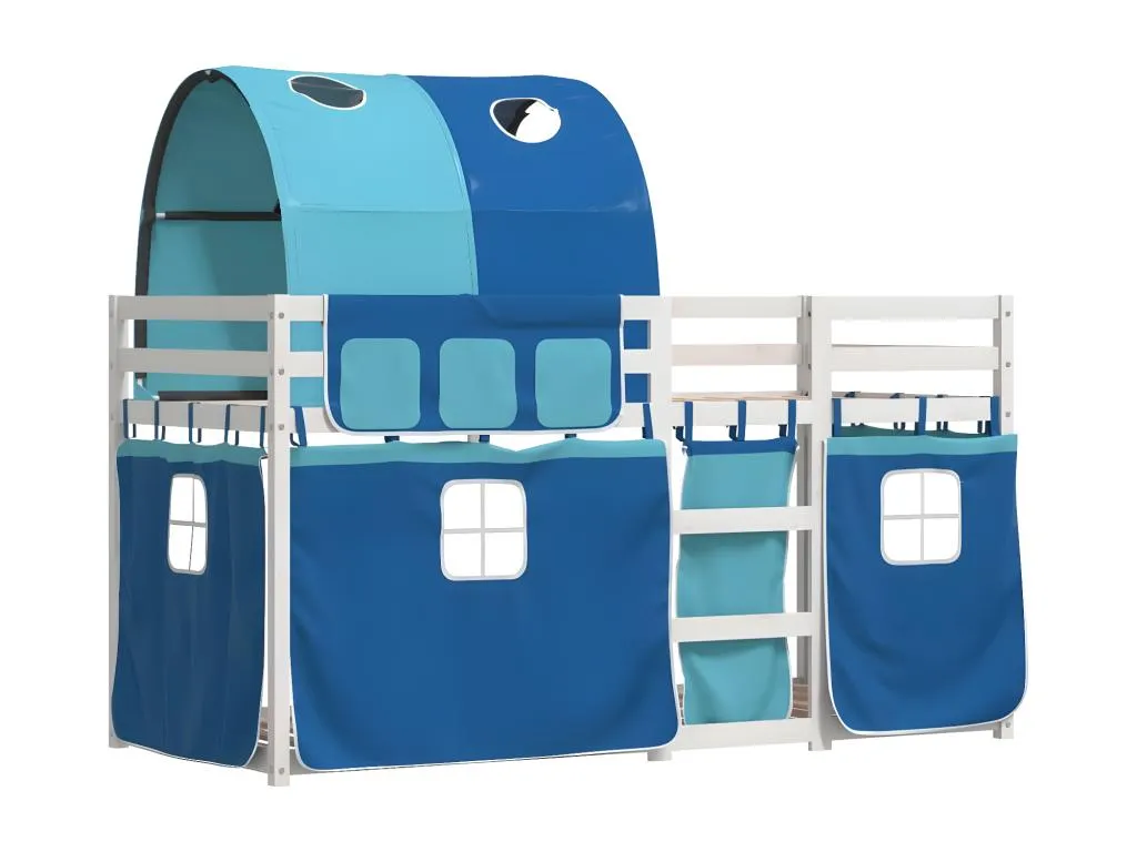 Litera con cortinas Mueblesclasic maciza de Mueblesclasic azul 90x190 cm