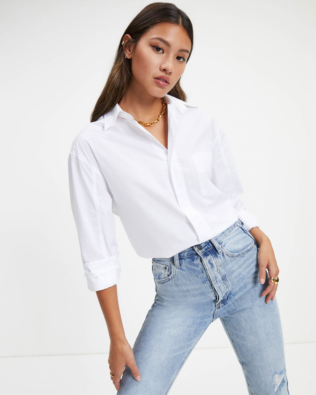 Keep It Moving Button Down Top - White - Se7enfashion