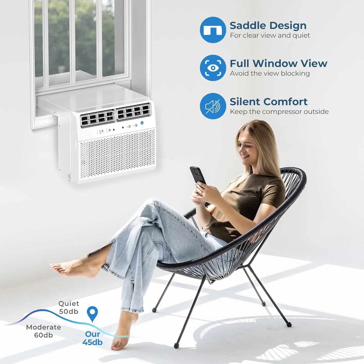 Antarctic Star U-Shaped Air Conditioner Window 12000BTU Ultra Quiet Window Air Conditioner Cools