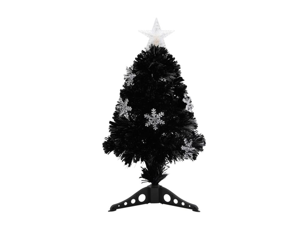 Árbol de Navidad artificial y soporte negro fibra óptica 64 cm
