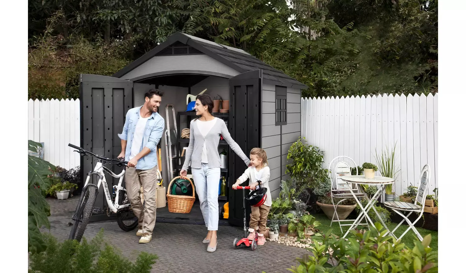 Keter Premier Plastic Garden Shed - Grey