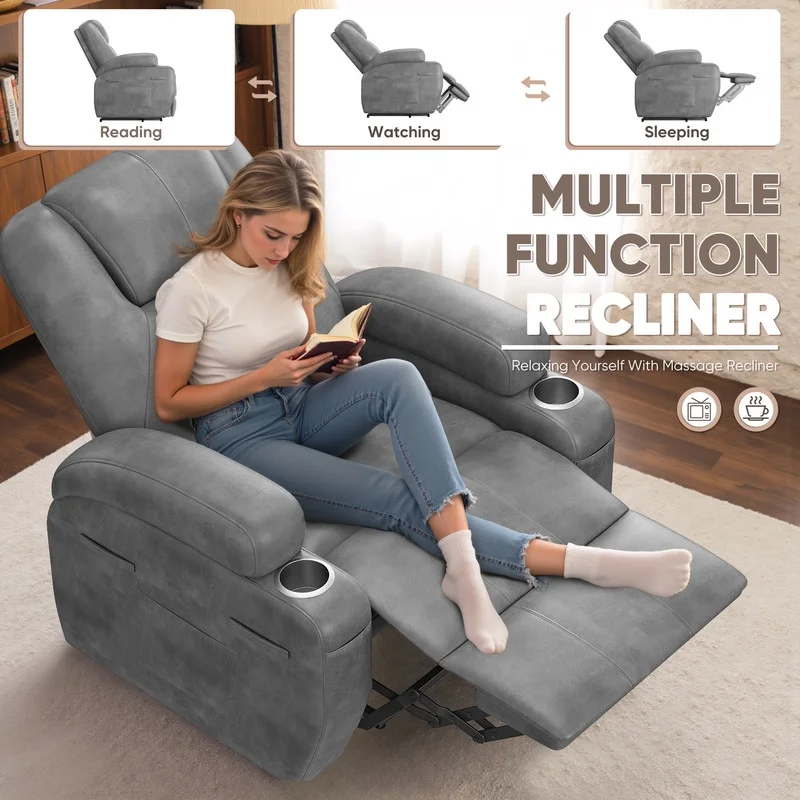 Lacoo power lift electric Massage recliner chair Oversized Single Sofa with Cup Holder for elderly,Black - Image 19