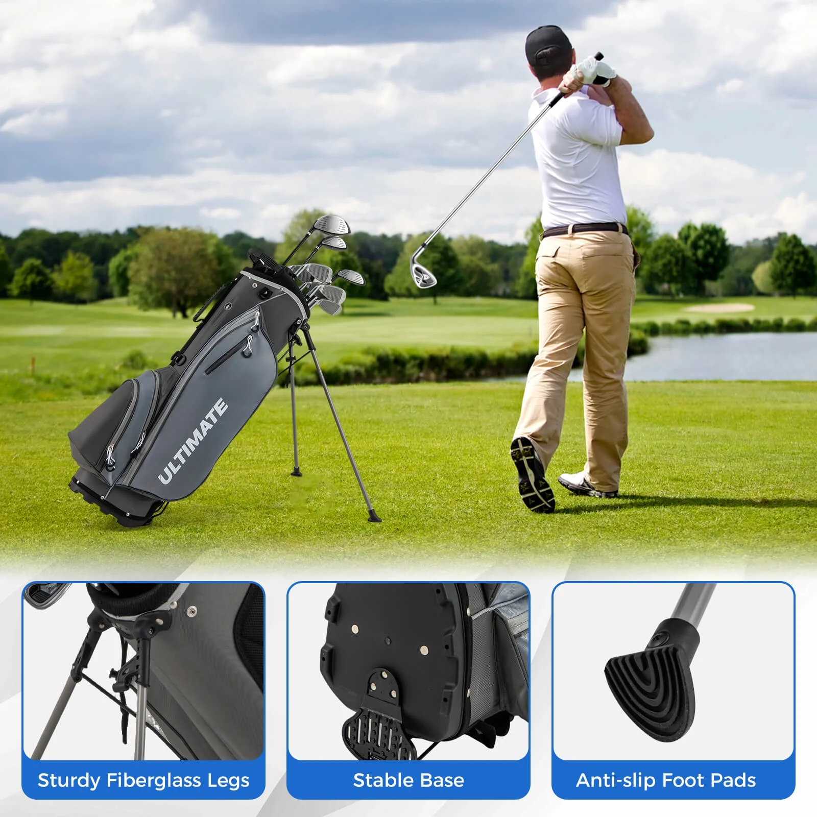 Costway Men's Complete Golf Clubs Package Set 10 Pieces Includes Alloy Driver - Image 26