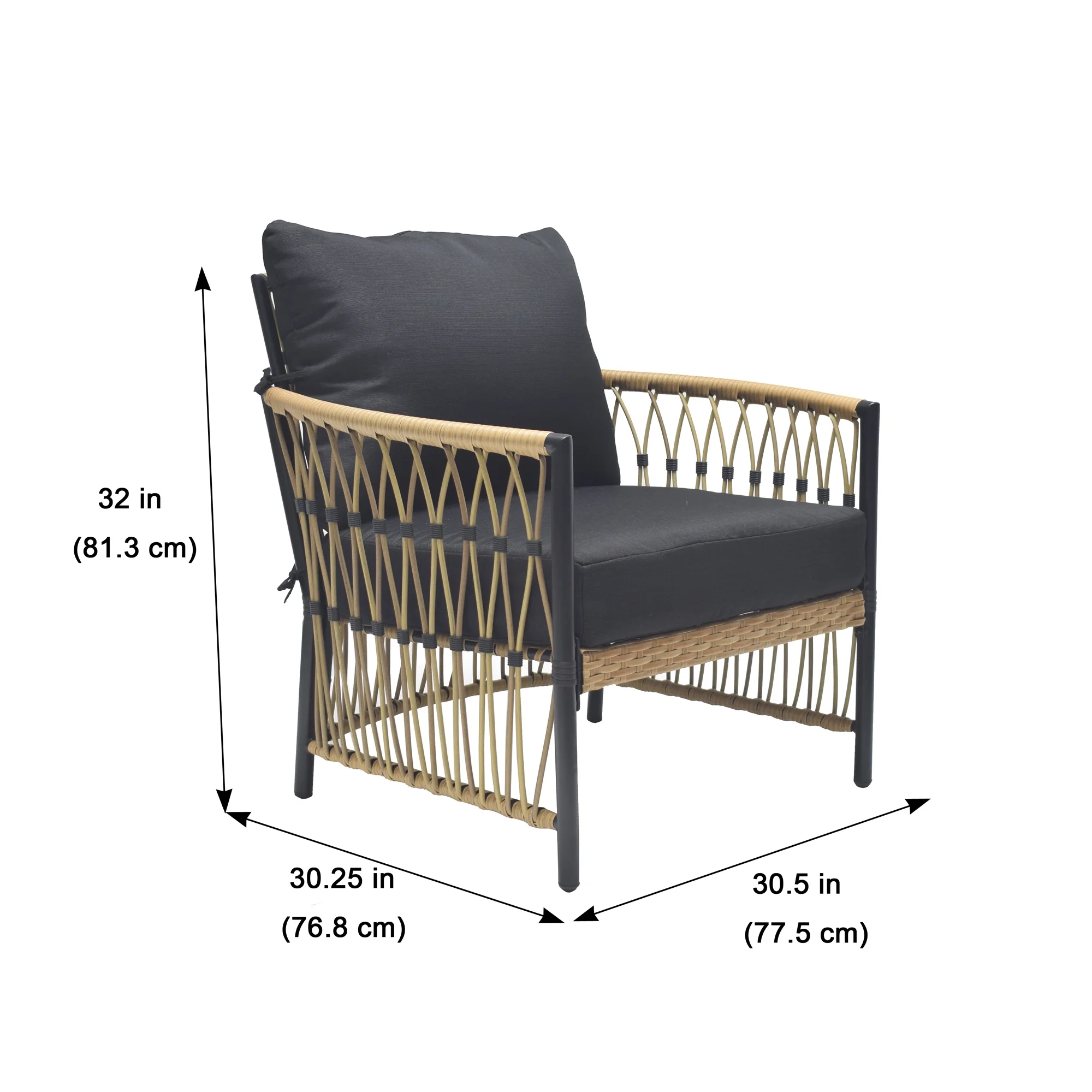 Better Homes & Gardens Lilah 2-Pack Outdoor Wicker Lounge Chairs, Black - Image 9