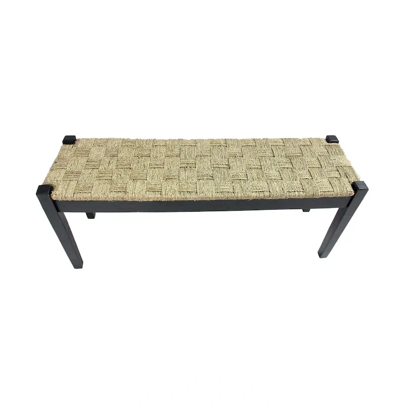 M4H Shambles Solid Wood Indoor Bench with Natural Seagrass