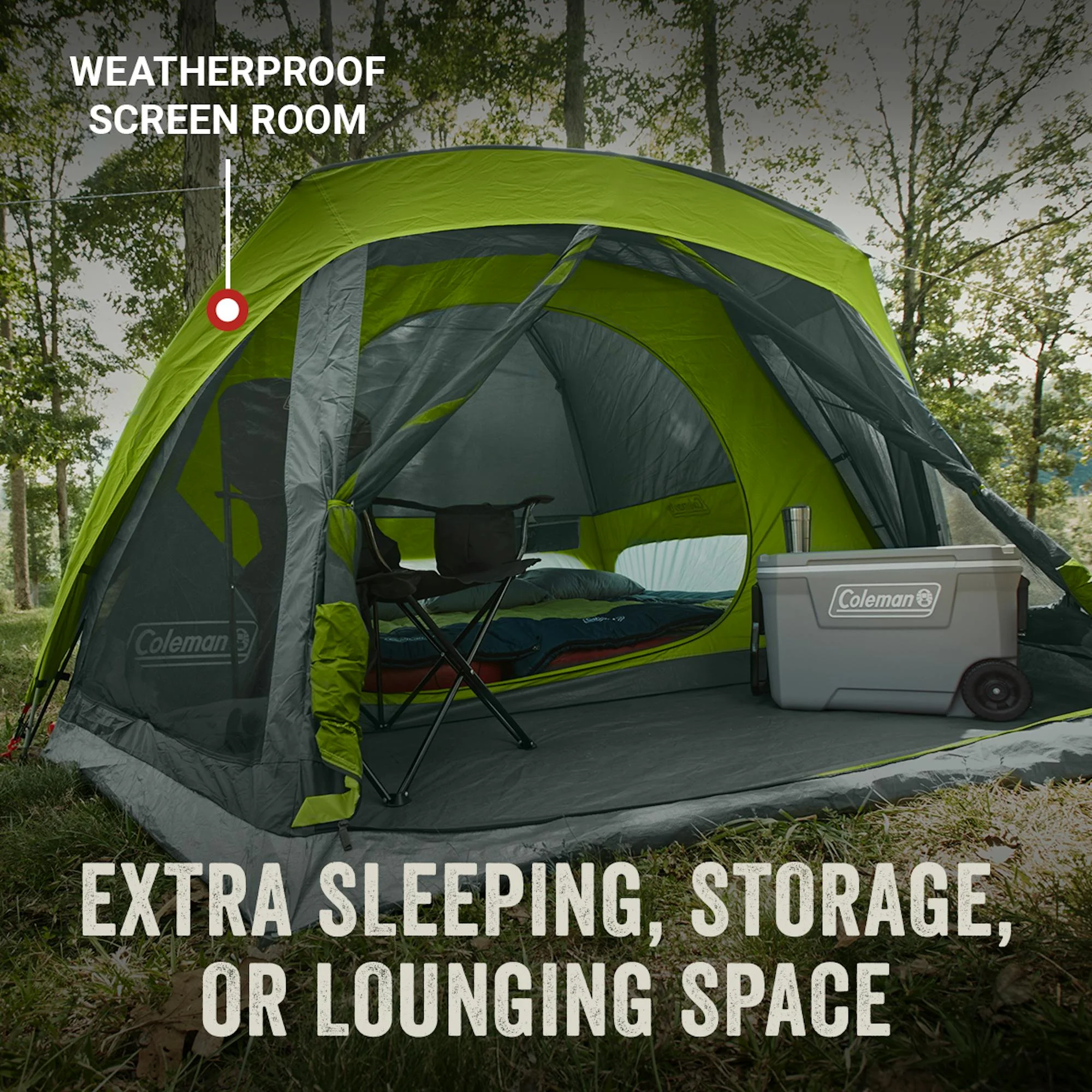 Coleman Skydome? 4-Person Camping Tent with Screen Room, Rock Grey - Image 3