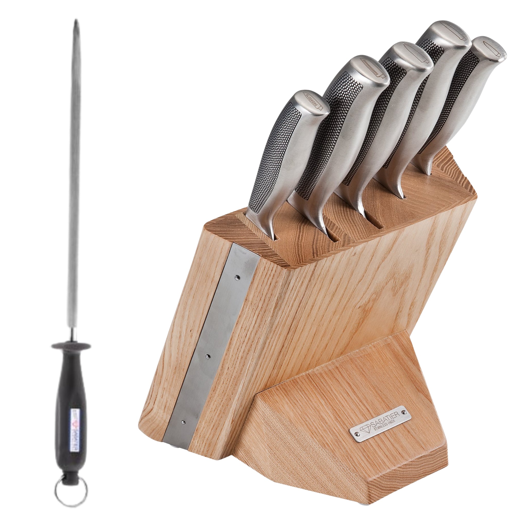 Diamant Sabatier Riyouri Messenblok - 5-delig - Naturel Eiken Hout RVS