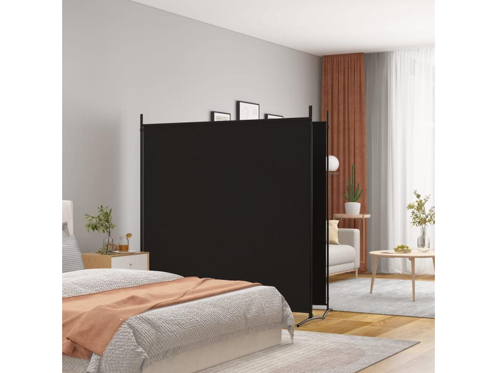 Biombo divisor de 2 paneles de tela negro 348x180 cm