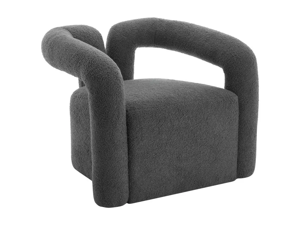 Sillón individual grande - tapizado en tela de felpa - Gris