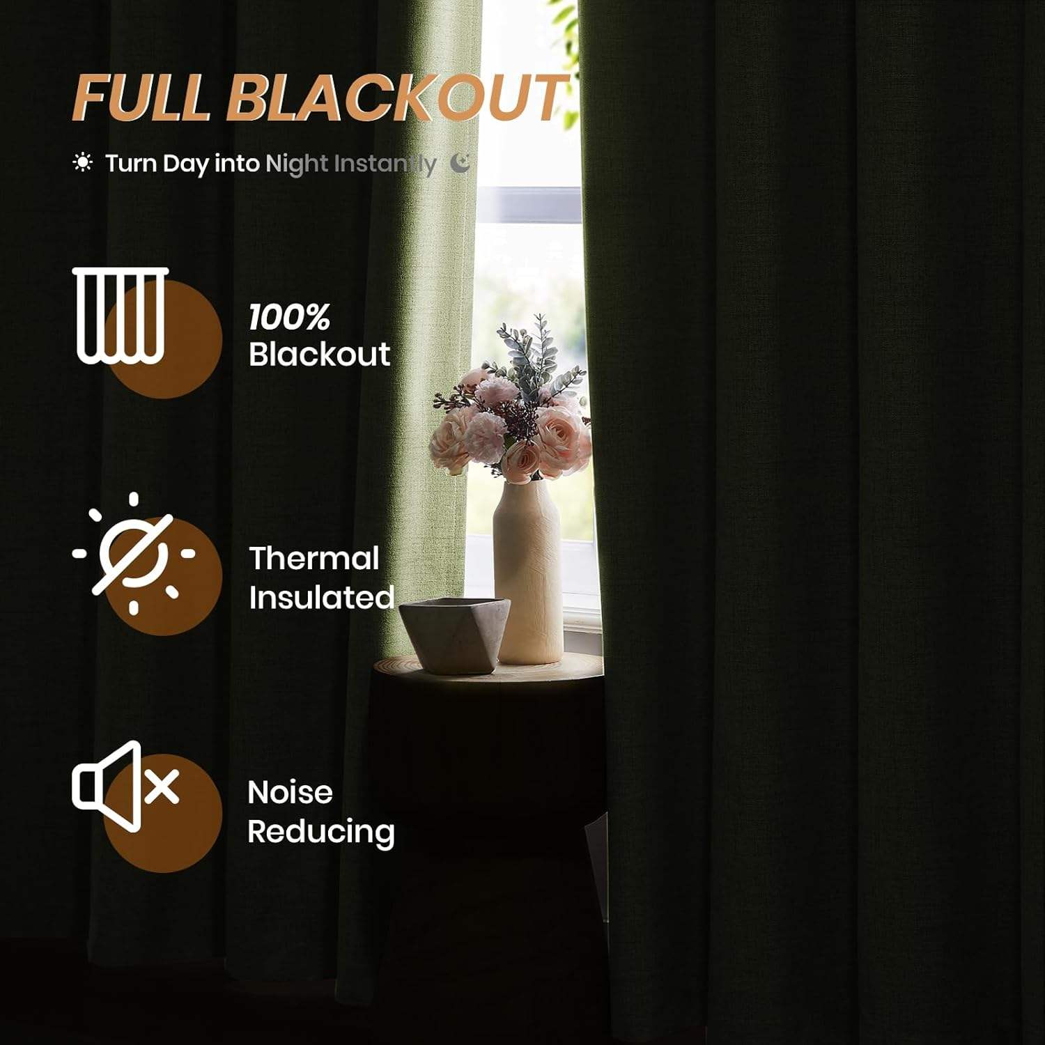 Modern Blackout Window Curtains Linen Texture Thermal Insulated For Bedroom Living Room