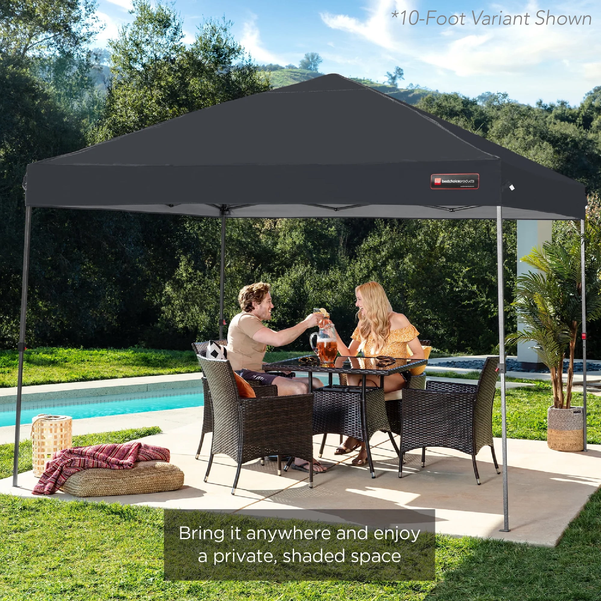 Best Choice Products 12x12ft Easy Setup Pop Up Canopy w/ 1-Button Setup, Wheeled Case, 4 Weight Bags - Navy Blue - Image 179
