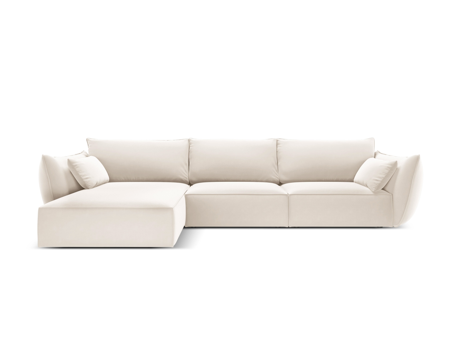 Sofá de esquina izquierdo 4 plazas en terciopelo beige claro dm5157w9