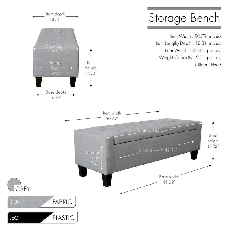 Porthos Home Wren Upholstered Button-Tufted Storage Bench