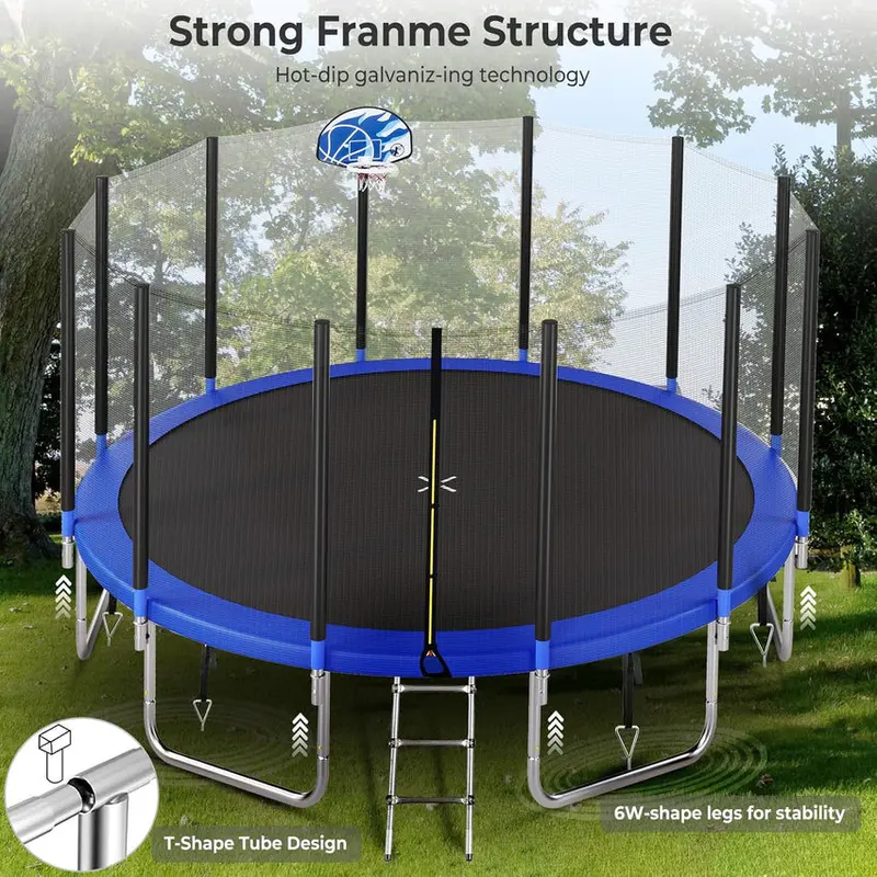 Trampoline With Enclosure Net And Adjustable Basketball Hoop - 8ft, 10ft, 12ft, 14ft, 15ft, 16ft - Image 35 Trampoline With Enclosure Net And Adjustable Basketball Hoop - 8ft, 10ft, 12ft, 14ft, 15ft, 16ft - Image 35