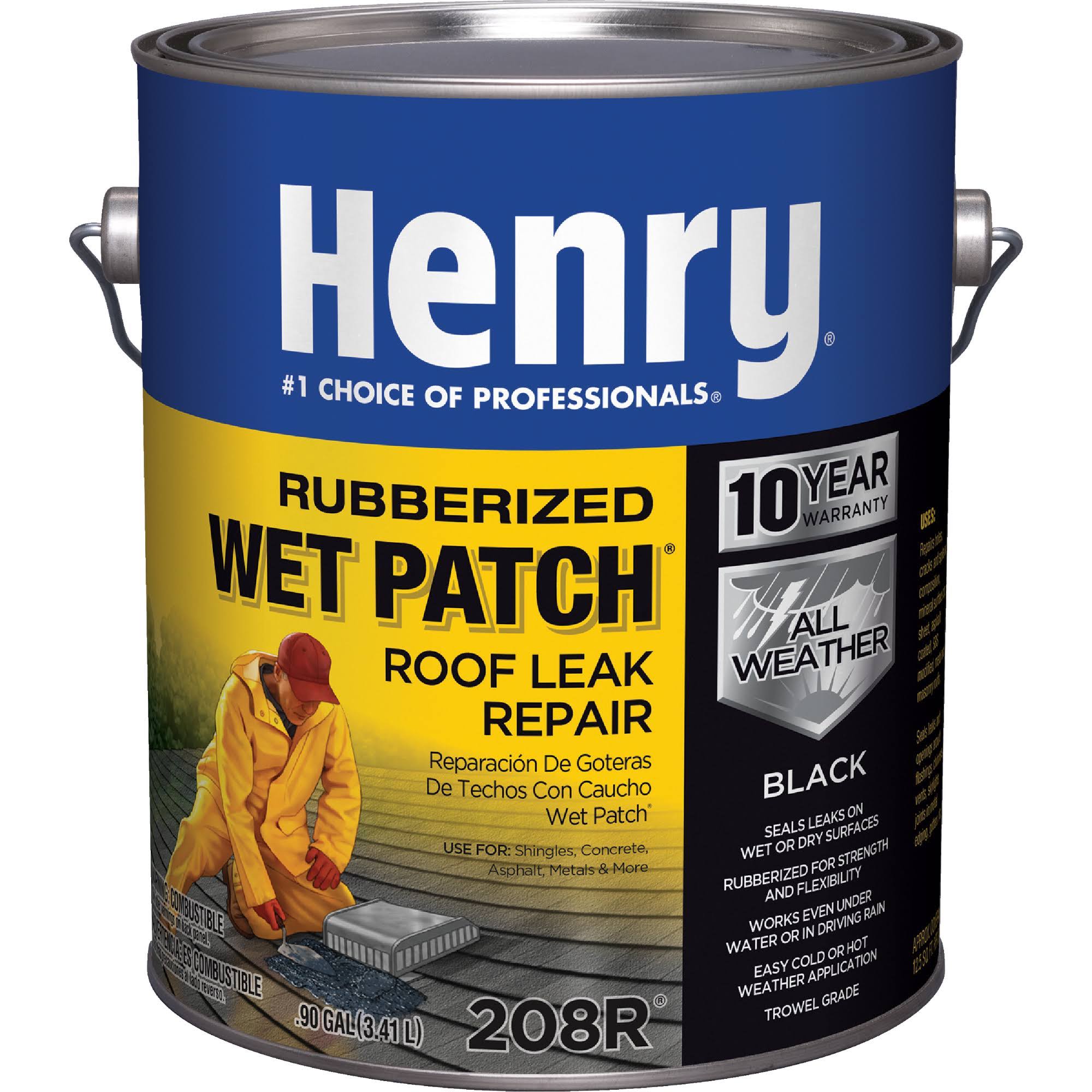 Henry Rubber Modified Wet Patch Roof Cement, Black - 0.9 gal can(0.9 Gal)