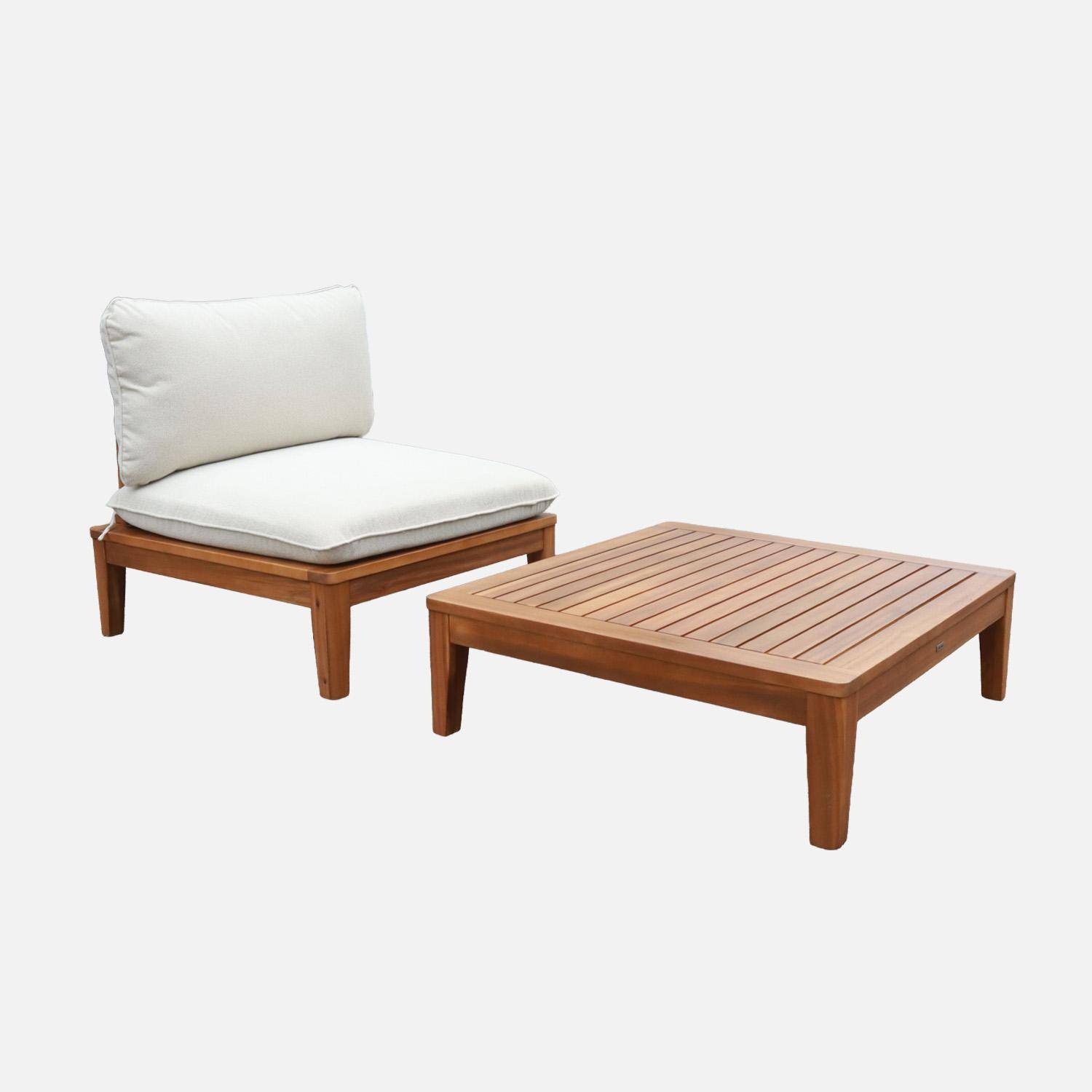 Yona borreguito - Sillón de jardín con mesa baja de madera de acacia y borreguito