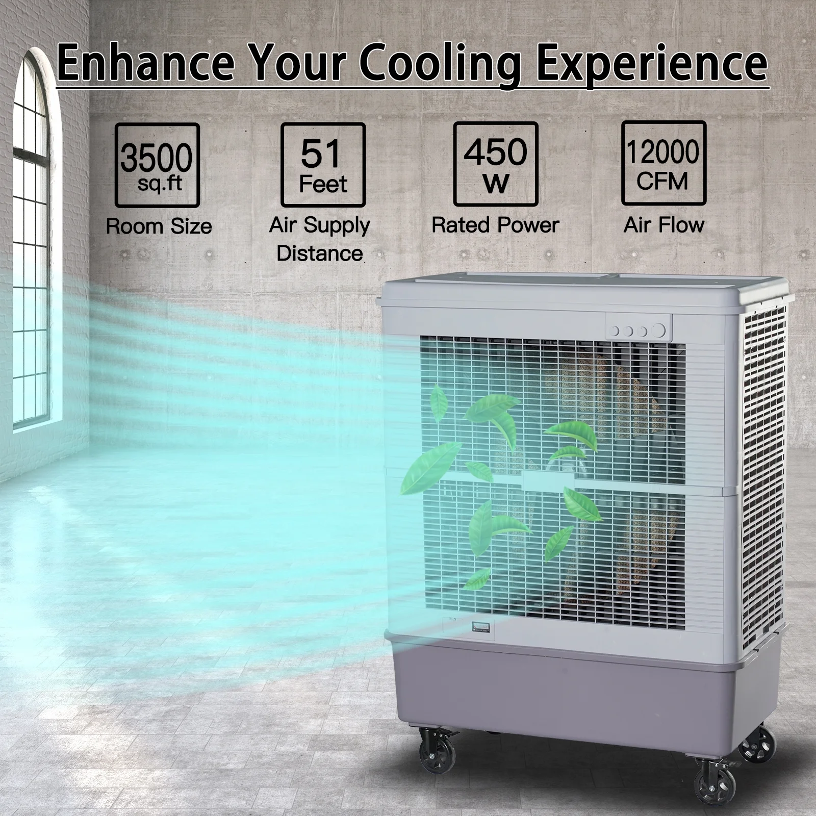 YougetTech 37'' Portable 3000CFM Evaporative Air Cooler - Image 18