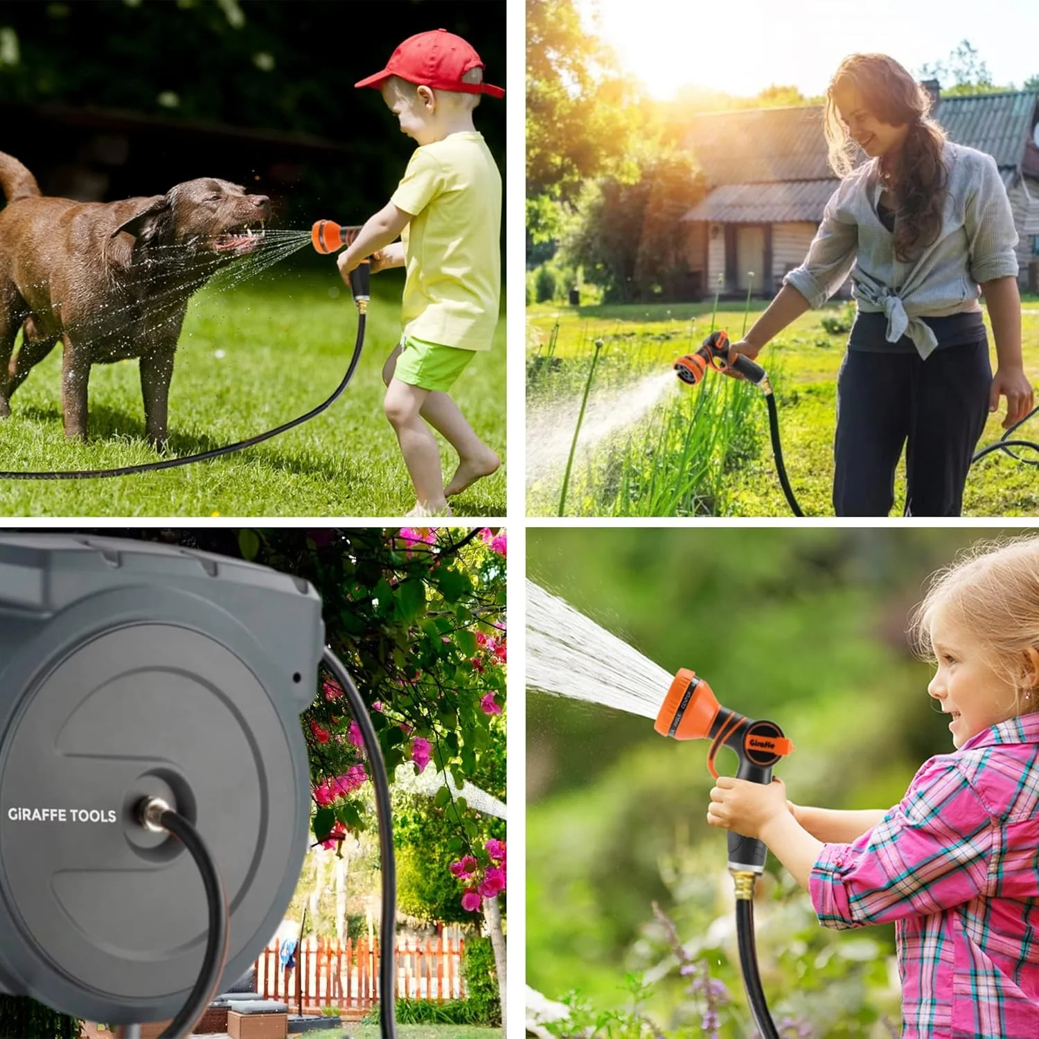 Giraffe Tools Retractable Garden Hose Reel with 1/2in-100ft Water Hose, Plastic Bracket, Wall Mounted, Dark Grey - Image 50