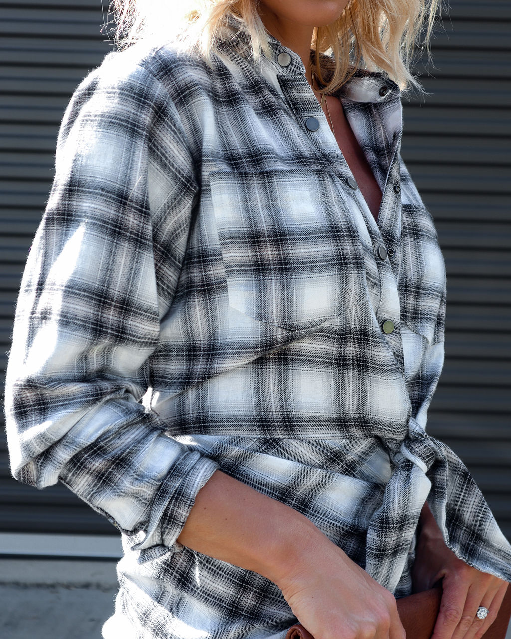 Archie Cotton Ruched Plaid Shirt Dress - Se7enfashion