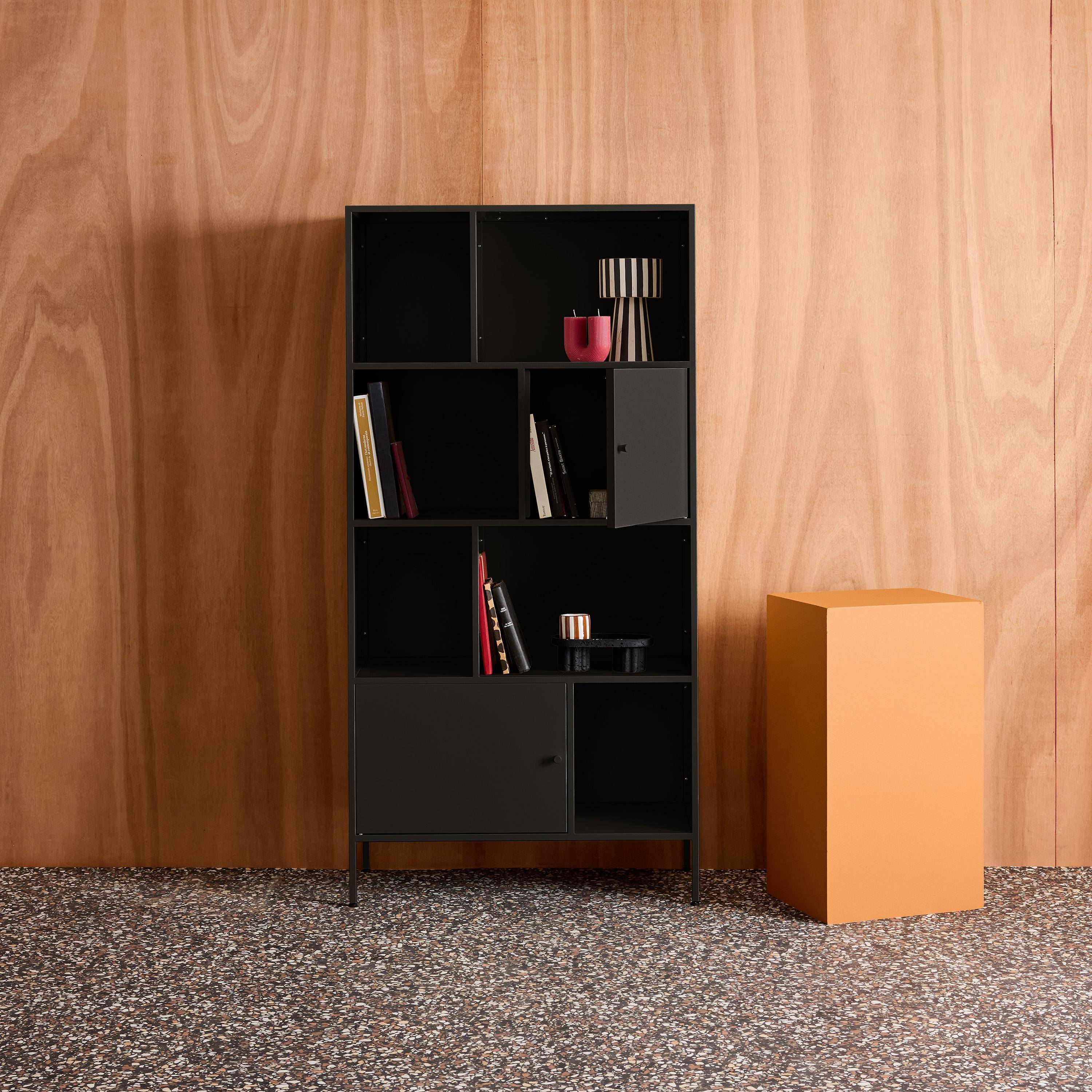 Oklahoma - Aparador, mueble de almacenamiento industrial de metal con 8 compartimentos