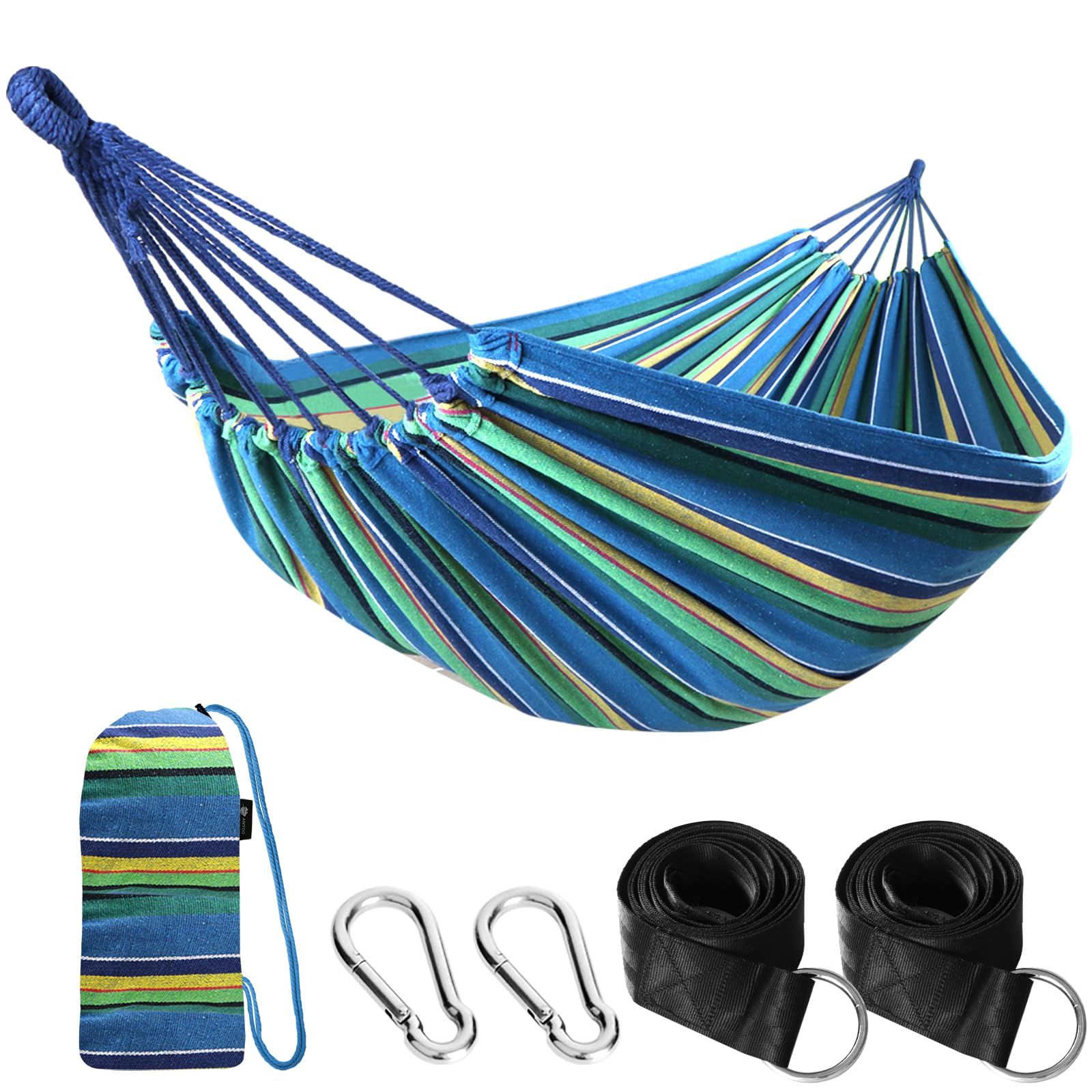 Double Size Quick Setup Camping Hammock, 2-Person Portable Outdoor Hammock with Comfortable Fabric, Great for Garden & Camping