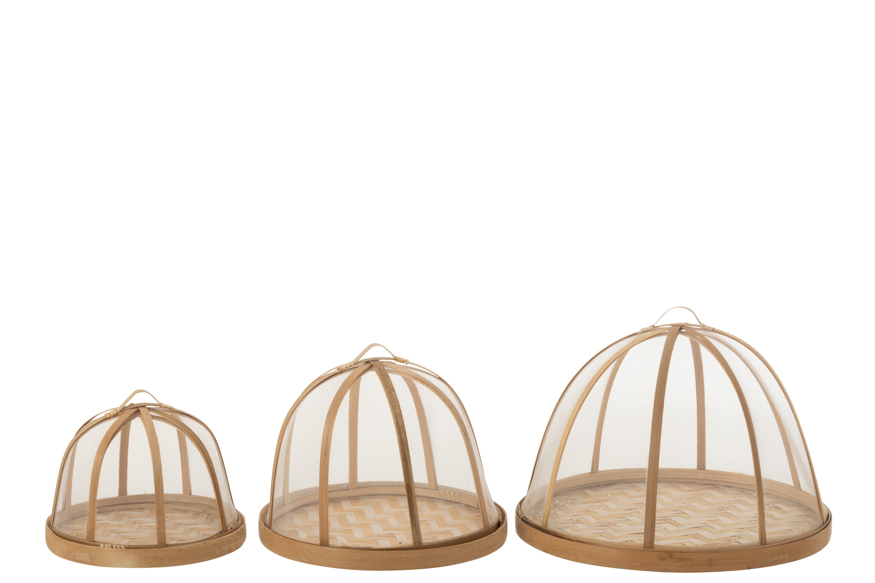 J-Line plateau + stolp - bamboe - naturel wit - set van 3