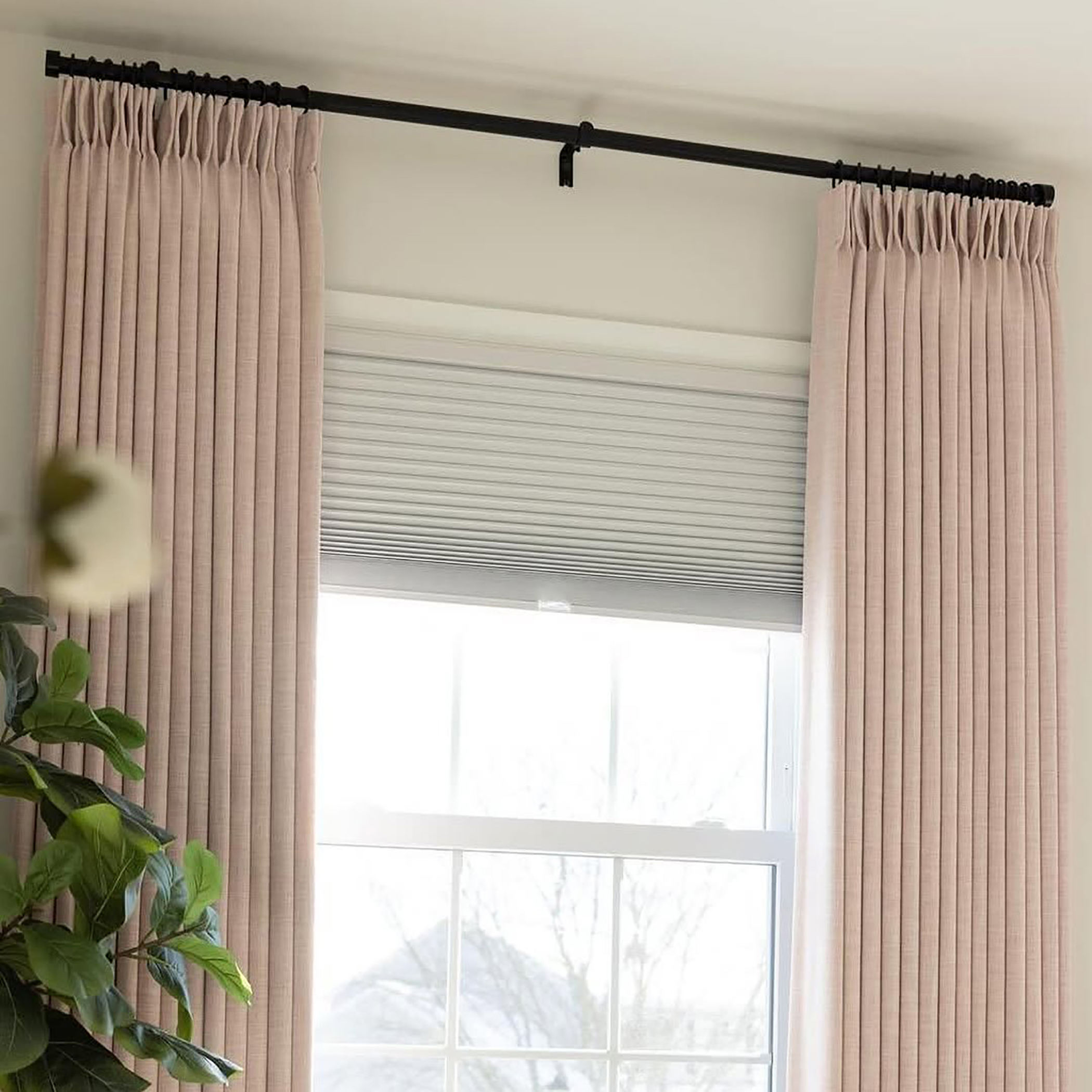 Natural Elegant Pink Linen Touch Blackout Curtains Pinch Pleated Drapes for Living Room Bedroom Home Decor